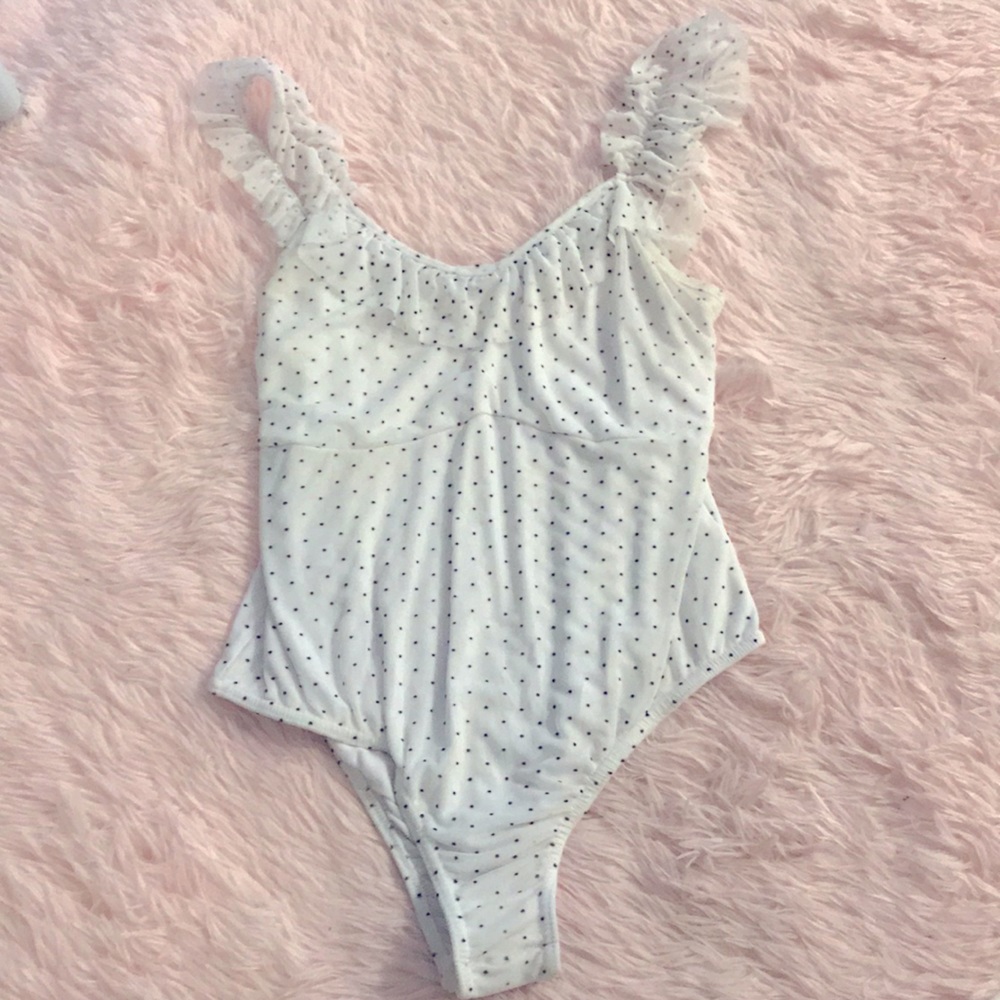 Nasty Gal White Polka Dot Body Suit